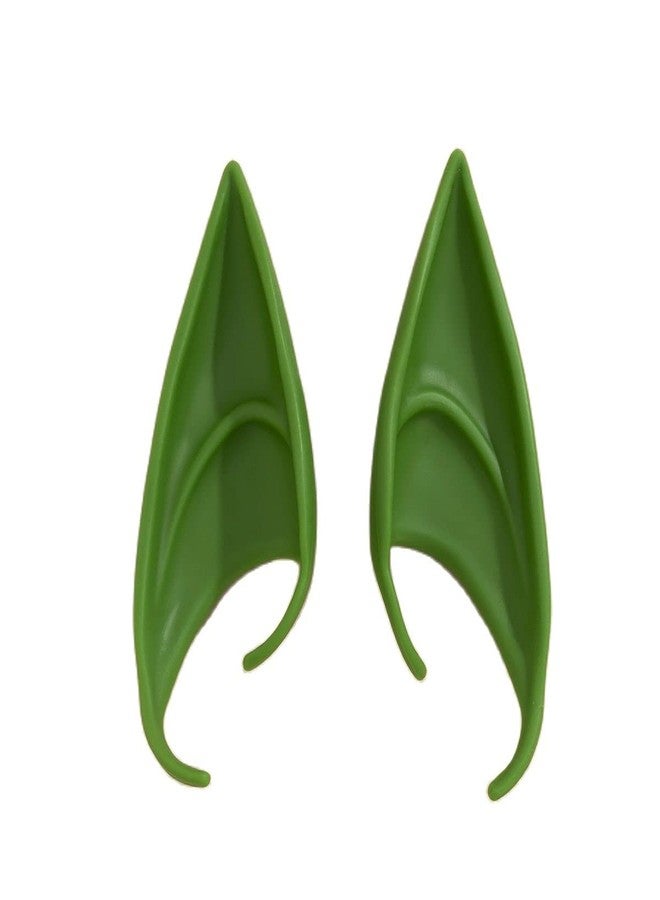 Pingyongchang Silicone Halloween Fairy Pixie Elf Ears Earrings Colorful Sweet Cool Ear Clip Without Ear Holes Soft Pointed Goblin Ears Cosplay for Women Party Jewelry-Green - Image 1
