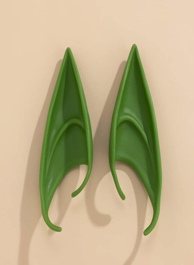 Pingyongchang Silicone Halloween Fairy Pixie Elf Ears Earrings Colorful Sweet Cool Ear Clip Without Ear Holes Soft Pointed Goblin Ears Cosplay for Women Party Jewelry-Green - Image 2