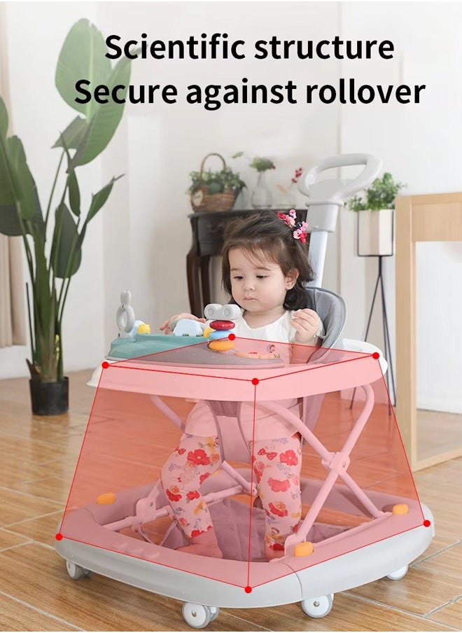 oldlaiben - Baby Walker, 3-Gear Height Adjustable Baby Walker, 3-in-1 Foldable Baby Walkers, Easily Convertible Baby Walker with Toys Tray, For Baby Boys and Girls 6-24 Months（Red） - Image 1