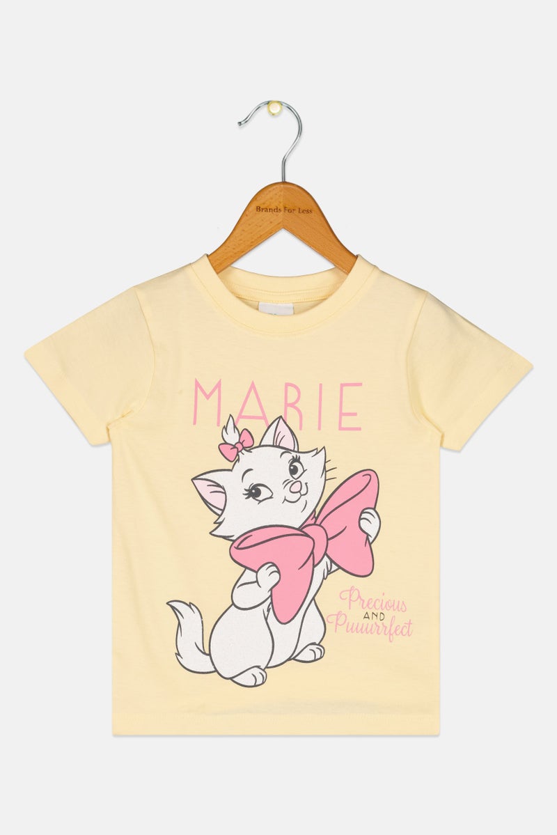 Disney Toddlers Girl The Aristocats Graphic Print Short Sleeve Top, Yellow - Image 3