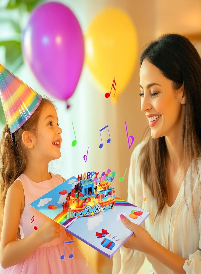 ماجيك أنتس بطاقة معايدة موسيقية ثلاثية الأبعاد على شكل قطار، مثالية للأحفاد والأطفال من الجنسين، مزودة بإضاءة، وتشغل أغنية "عيد ميلاد سعيد"، تهنئة تفاعلية ممتعة. - Image 5