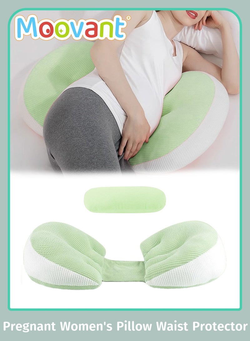 Moovant Maternity Pillow for Pregnant Women, Lumbar Support Side Sleeping Pillow, U-Shaped Pillow for Side Sleeping with Belly Support, Leg Support Pillow Back Support Pillow, Green  - Image 1