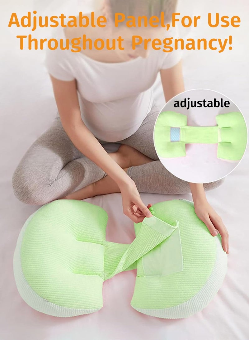 Moovant Maternity Pillow for Pregnant Women, Lumbar Support Side Sleeping Pillow, U-Shaped Pillow for Side Sleeping with Belly Support, Leg Support Pillow Back Support Pillow, Green  - Image 4