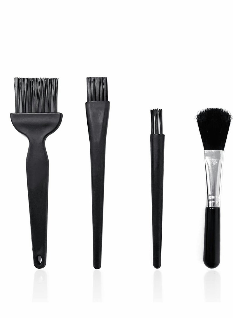Portable Anti-Static Keyboard Cleaning Brush Set - 4 Pcs Nylon Brushes with Plastic Handles for PC Dust Removal, Black - Image 1