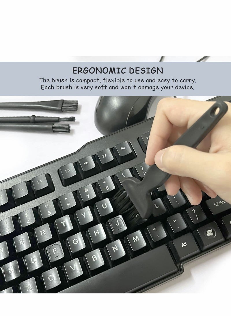 Portable Anti-Static Keyboard Cleaning Brush Set - 4 Pcs Nylon Brushes with Plastic Handles for PC Dust Removal, Black - Image 4