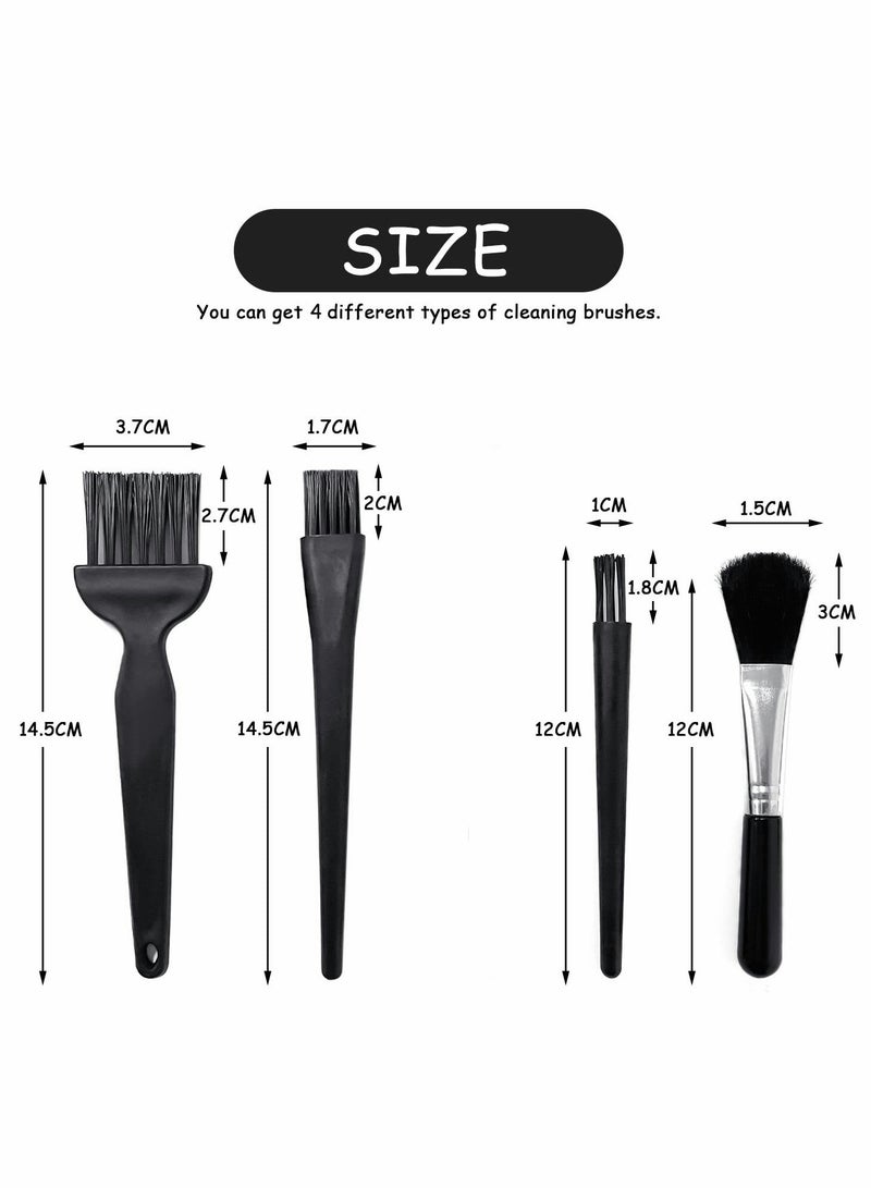 Portable Anti-Static Keyboard Cleaning Brush Set - 4 Pcs Nylon Brushes with Plastic Handles for PC Dust Removal, Black - Image 3