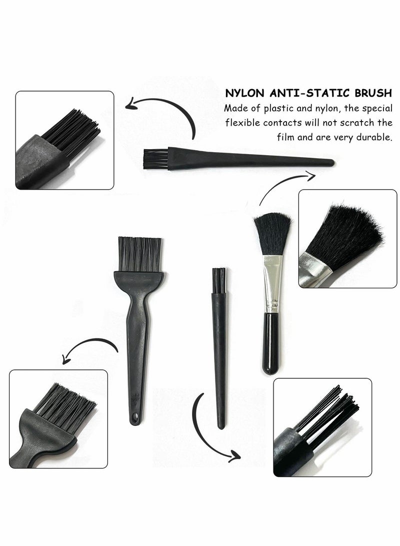 Portable Anti-Static Keyboard Cleaning Brush Set - 4 Pcs Nylon Brushes with Plastic Handles for PC Dust Removal, Black - Image 2