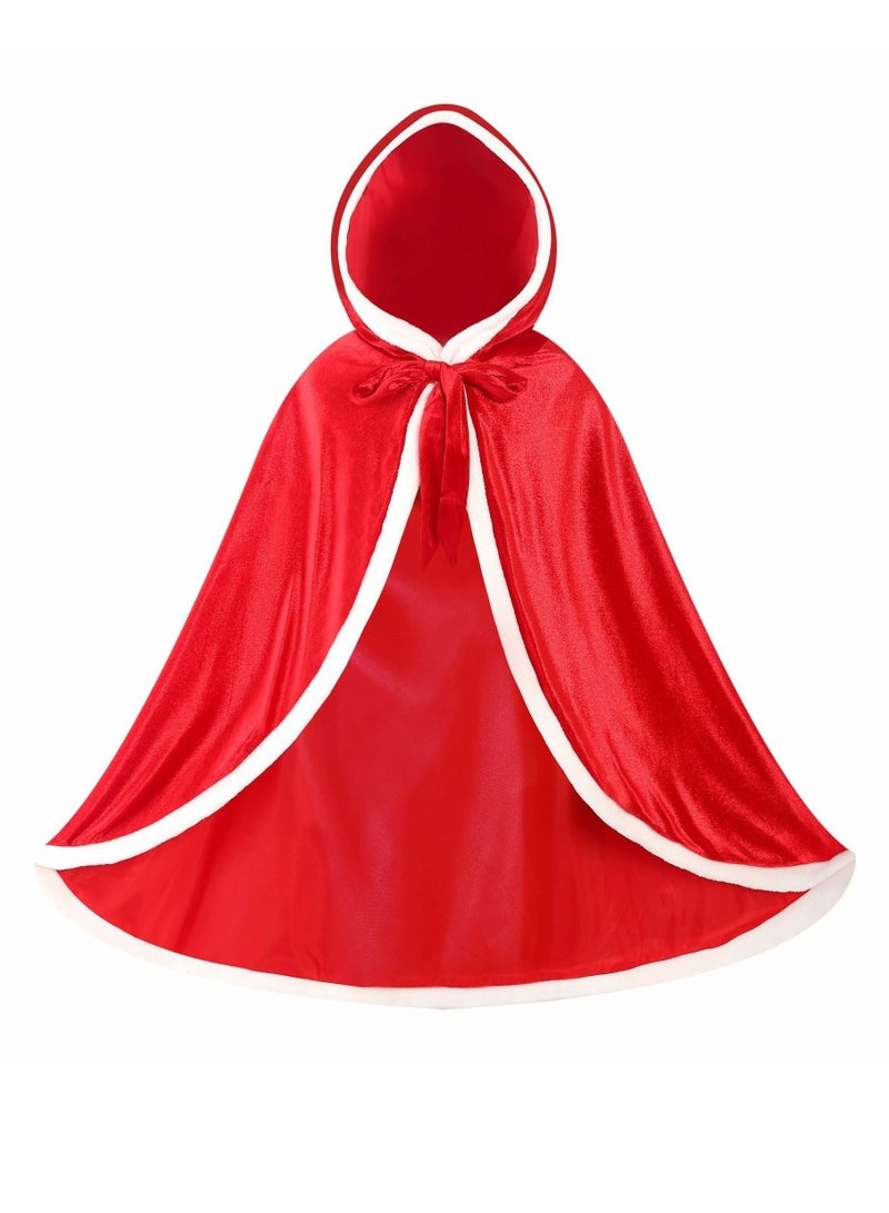 Loquat Princess Cape for Girls Hooded Cloak Cape Cute Costume for Girls Dress Up Red - Image 1