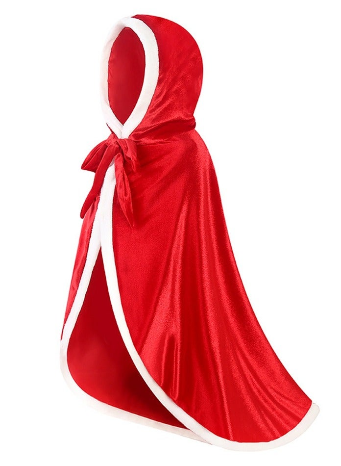 Loquat Princess Cape for Girls Hooded Cloak Cape Cute Costume for Girls Dress Up Red - Image 2