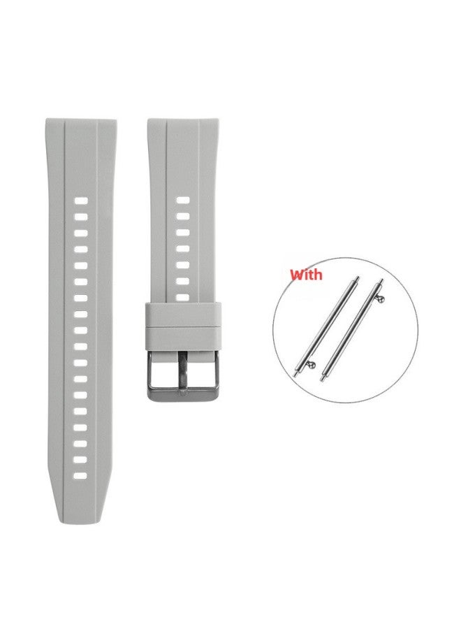 [ready Stock] Suitable For Huawei WatchGT4 Silicone Universal Watch Strap/gt2/gt3 With Quick Release Switch Earrings-Color:C4 Light Gray-black Buckle-Specifications:22MM  - Image 1