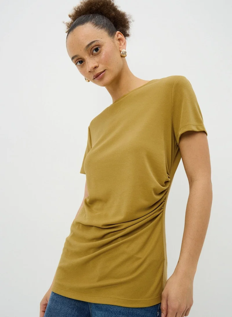ماتلان Green Short Sleeve Drape T-Shirt