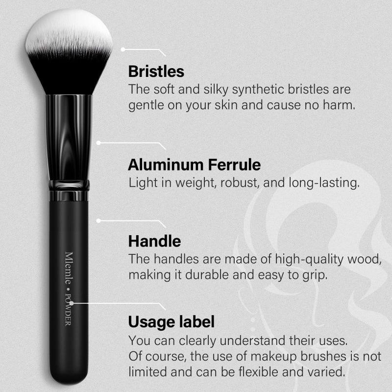 Mlemle Makeup Brushes Set, Mlemle Professional 26 Pcs Makeup Kit, Include Powder Foundation Concealers Blush Eye shadows Eyebrow 21 Pcs Makeup Brushes and 2 Powder Puff, 3 Makeup Sponge(A01-Black) - Image 3