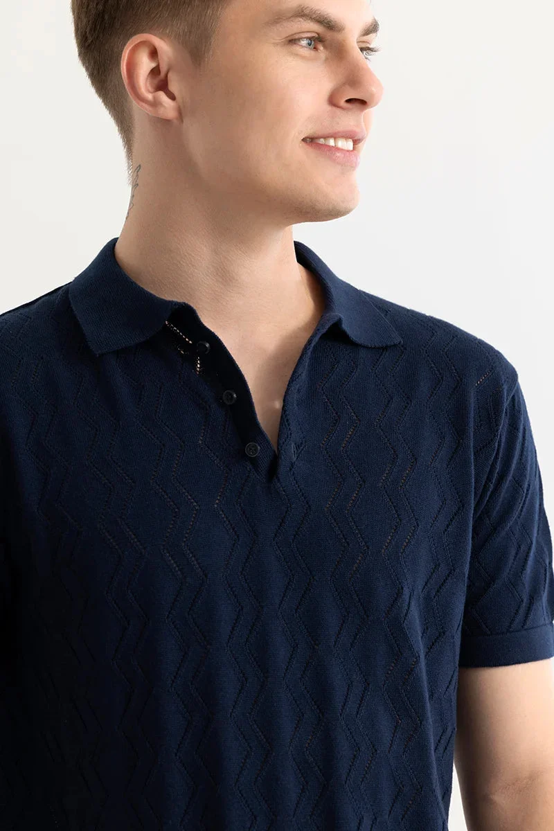 سنيتش بلوزة بولو محبوكة زرقاء من بالداساري