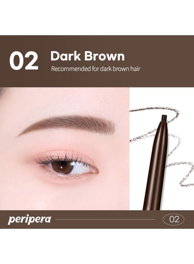 Peripera Speedy Skinny Brow Eyeliner - Long Lasting Super Slim Smudge Proof - Dark Brown - 1.5mm - Image 5