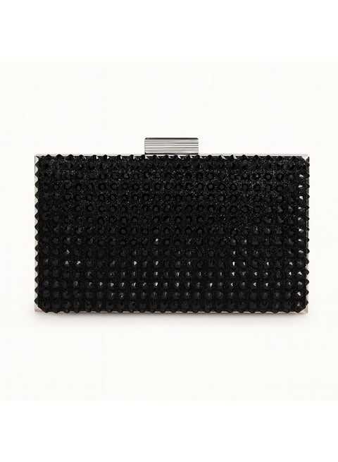 Women’s Black Crystal Evening Clutch with Chain – Parties & Events