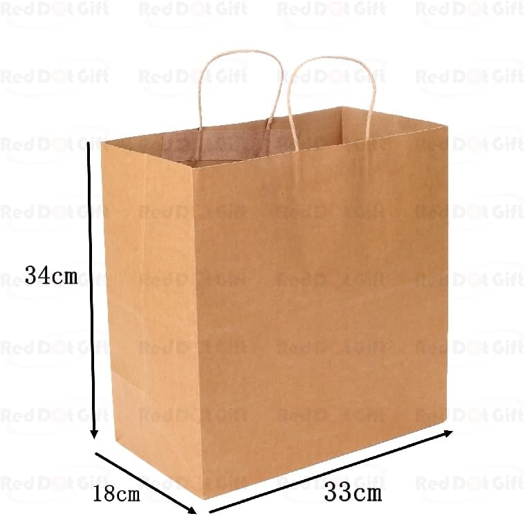 Red Dot Gift REDDOTGIFT® Pack of 20 Large Kraft Paper Gift Bags - H34*33*18cm for Various Occasions - Image 2