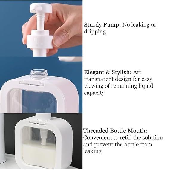 FIMTOWN Soap Dispenser Plastic Clear Empty Pump Lotion Bottles Portable Soap Dispensers Pressing Refillable Liquid Container for Kitchen Bathroom, Pack of 1, 350 MI, Mix Color - Image 5