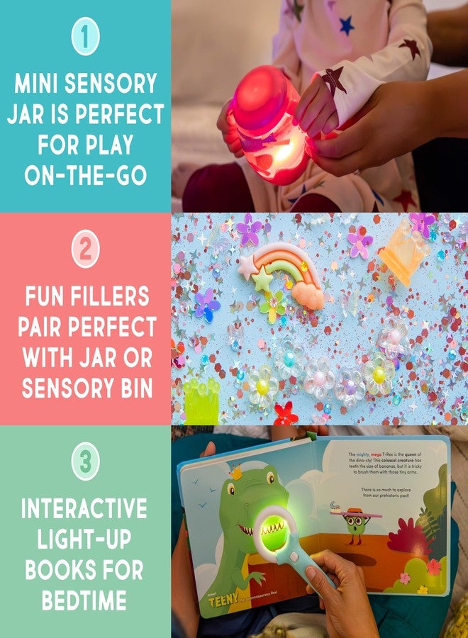 Glo Pals Bedtime Bundle Pink - Mini Sensory Jar with Fantasy Fairy Fun Fillers & Light Up Library 3 Pack - Interactive Reading Books for Kids with 1 Magic Magnifier - Sensory Toys for Kids - Image 2