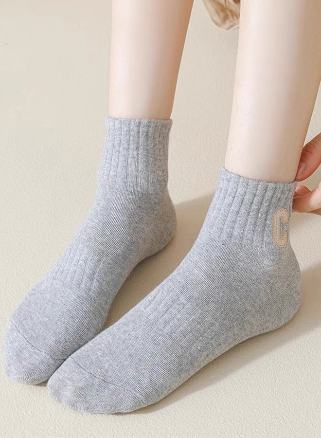 جوارب نسائية متوسطة الطول على شكل حرف C، جوارب رياضية ماصة للعرق ومسامية، جوارب قطنية متوسطة الطول لجميع المواسم، 4 أزواج - Image 3