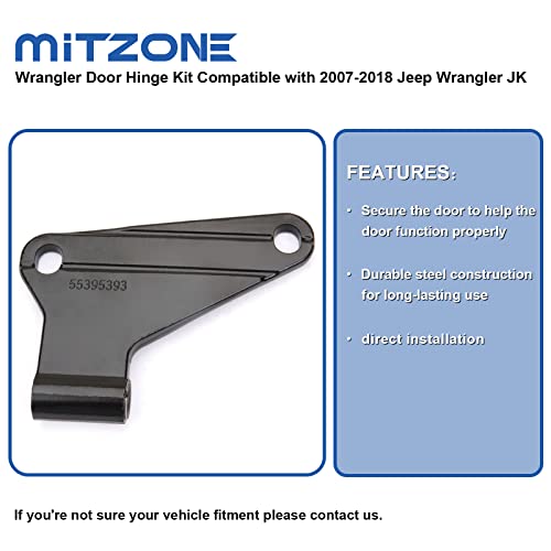 MITZONE Wrangler Door Hinge Kit Compatible with 2007-2018 Jeep Wrangler JK - Image 3