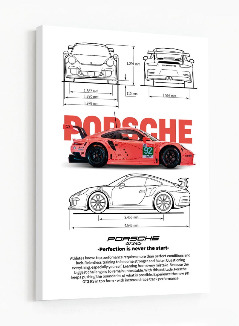 LOWHA Canvas Wall Art Stretched Over Wooden Frame with Porsche 911 GT3 RS Sports Car Design - Image 5