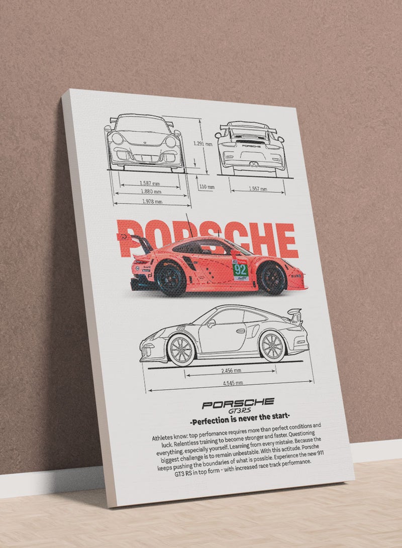 LOWHA Canvas Wall Art Stretched Over Wooden Frame with Porsche 911 GT3 RS Sports Car Design - Image 1
