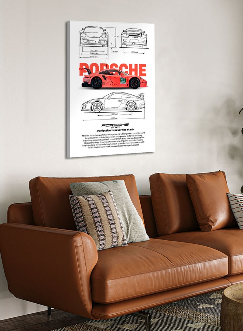 LOWHA Canvas Wall Art Stretched Over Wooden Frame with Porsche 911 GT3 RS Sports Car Design - Image 3