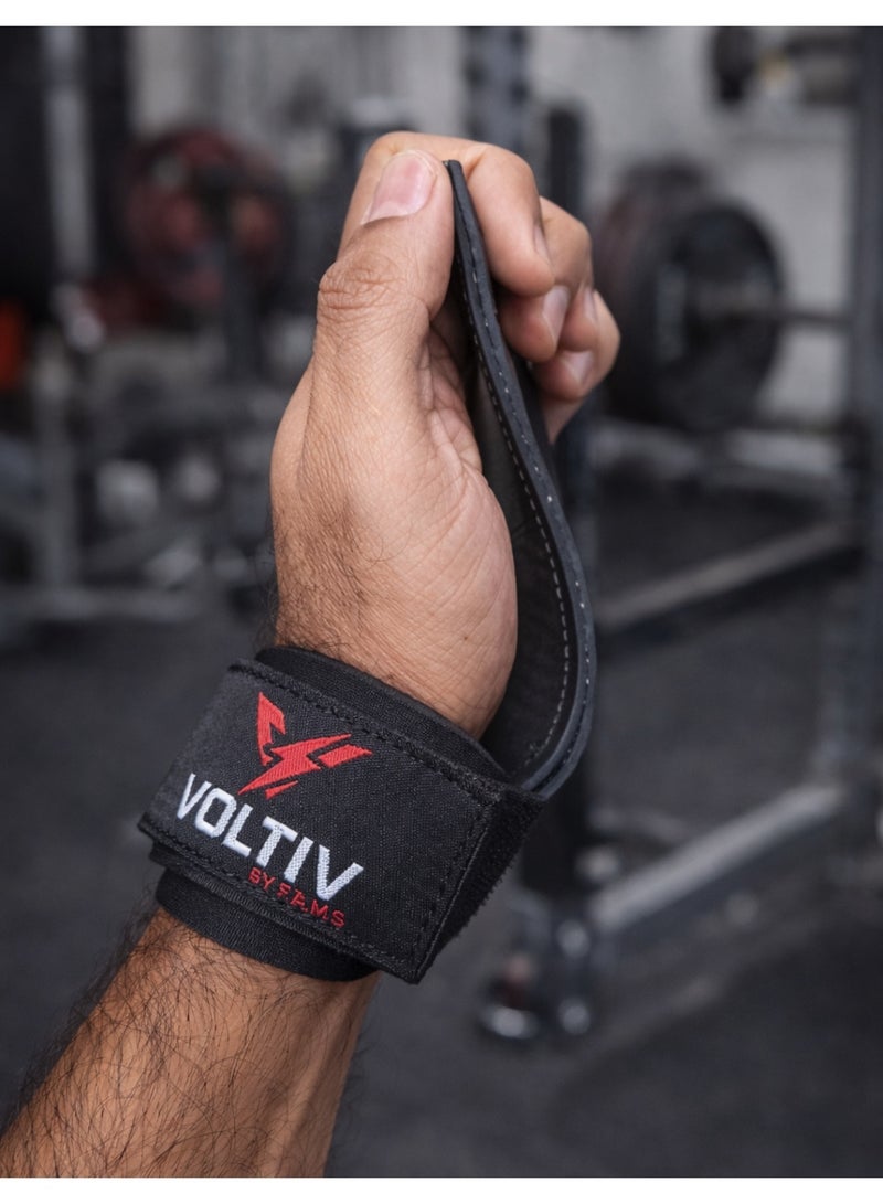 VOLTIV Weight Lifting Grip Straps – Heavy Duty Gym Power Grips for Deadlift, Pull-Ups & Strength Training, Anti-Slip Synthetic Leather Palm Support with Adjustable Wrist Strap - Image 4