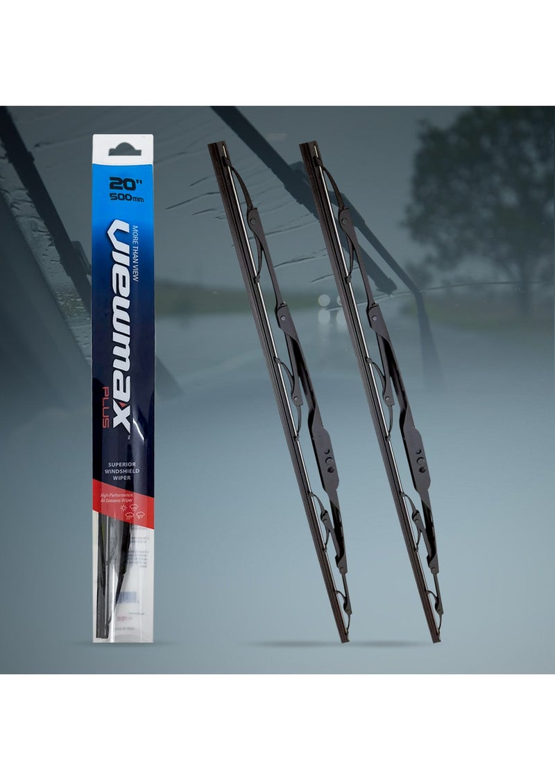 UNIMAX Windshield Car Wiper Blades, Powerful Performance Conventional Wiper Blades-2 Pcs- 20'' 500mm  - Image 1