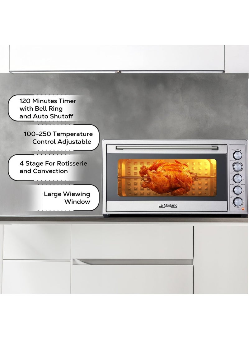 La Modano 150L Electric Oven Large Capacity Convection & Rotisserie Oven, 2800W, Double Tempered Glass Door, Temperature Control – LMEO185DG (1 Year Warranty) - Image 5