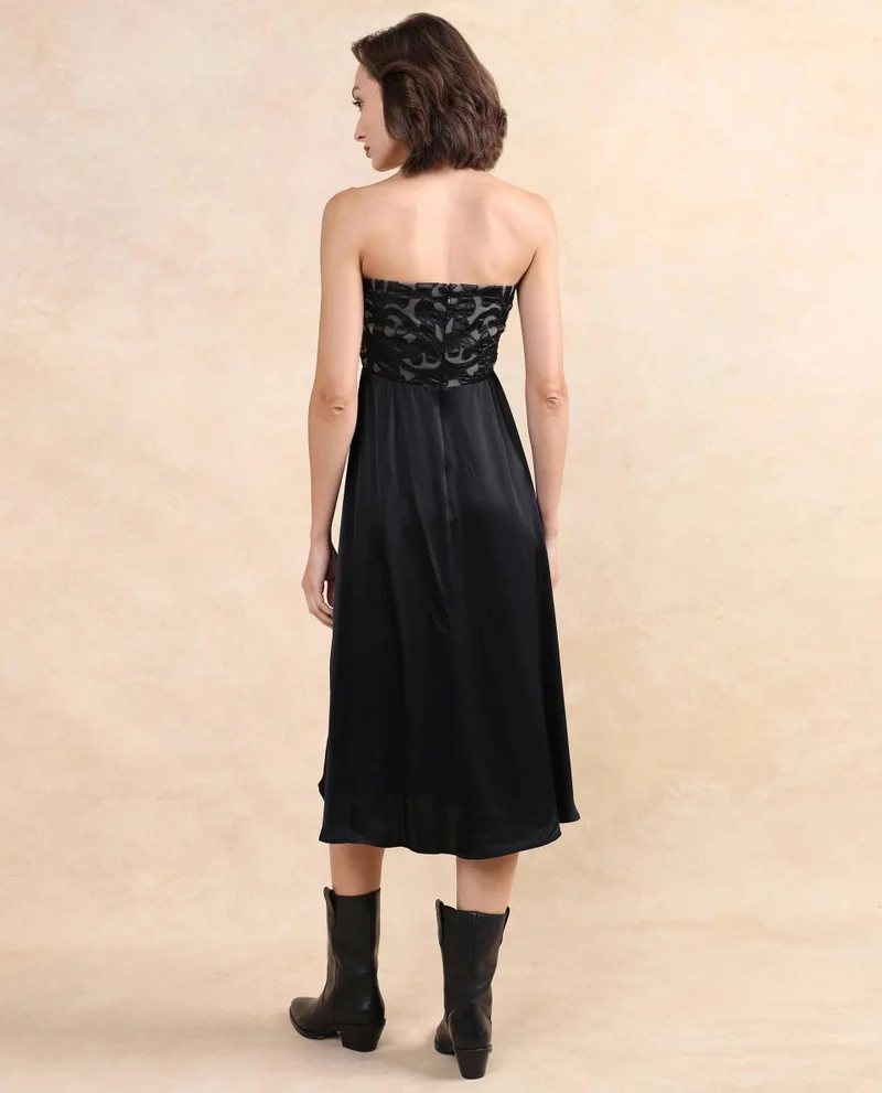 Rareism Women's Satin Embellished Tube Dress