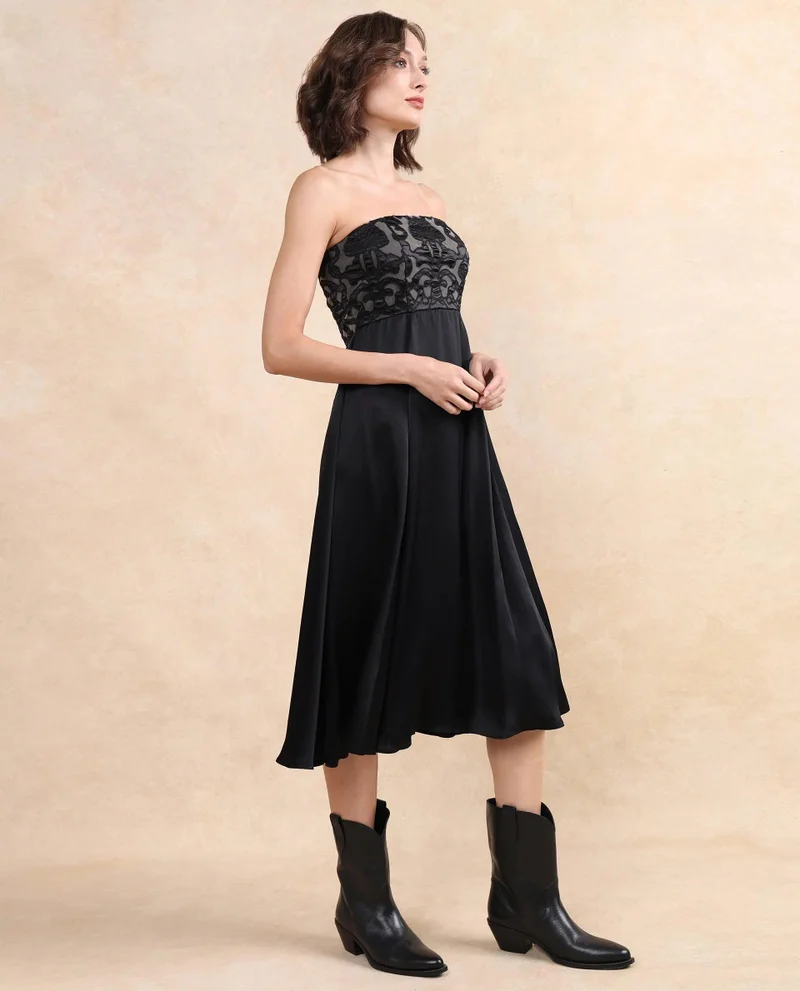 Rareism Women's Satin Embellished Tube Dress