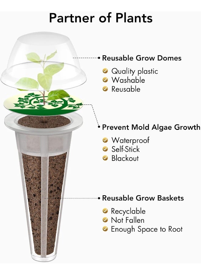 iDOO Seed Pods Kit For Hydroponics Growing System With 60Psc Pod Labels, 24 Pieces Growth Sponges, 12 Pieces Basket Kit, 12 Pieces Cover, 12 Domes, 12 Pieces Tags, 400Ml AAndB Solid Nutrient  - Image 2