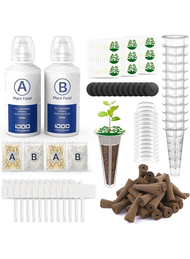 iDOO Seed Pods Kit For Hydroponics Growing System With 60Psc Pod Labels, 24 Pieces Growth Sponges, 12 Pieces Basket Kit, 12 Pieces Cover, 12 Domes, 12 Pieces Tags, 400Ml AAndB Solid Nutrient  - Image 5