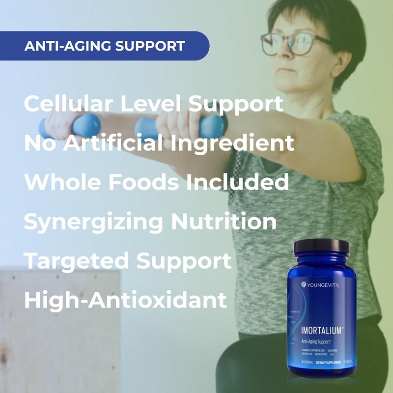 youngevity يونغيفيتي إيمورتاليوم لصحة التيلومير ومضاد الشيخوخة مزيج الفوكوزانثين والكاروتينويد ومزيج الفوكويدان MSM الجلوتاثيون مزيج تجديد البشرة 12 طعام كامل 120 قرص عبوة 1 - Image 4