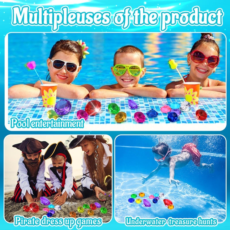 MARFOREVER 15Pcs Large Diving Gem Pool Toys - 2 Extra Big 60mm Diamond and 13 Colorful 40mm Big Acrylic Diamond Pool Gem Set Summer Swimming Party Favors Underwater Gem Diving Toy for Boys and Girls - Image 4