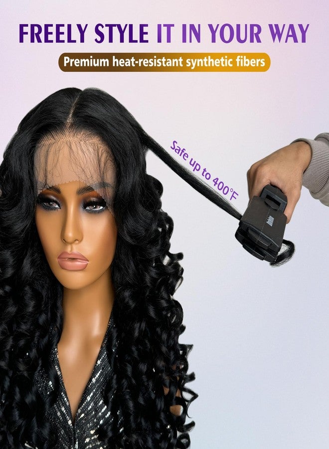 Felek Honey Blonde Wig Long Synthetic Loose Wave Lace Front Wigs for Black and White Women Ombre Brown 13x6 HD Transparent Lace Frontal Wigs Pre Plucked Wear and Go Glueless Curly Wig 24 inch P4/27 - Image 3