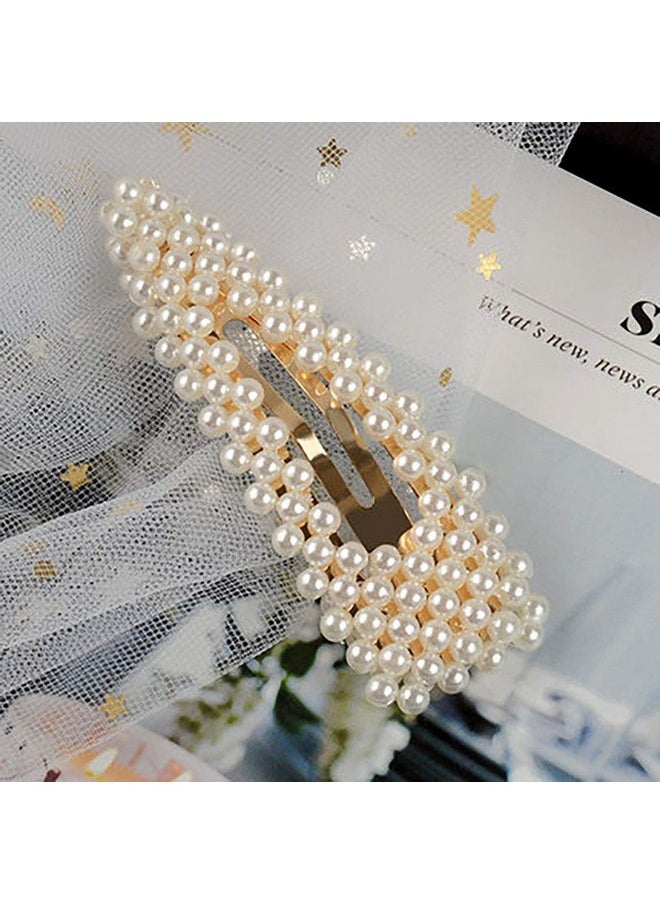 Fodattm 2Pcs Sweet Imitation Pearl Hair Clips Hairpin Simple Fashion Alloy Bb Hairgrip Hair Accessories For Women (Dropshaped Gold)  - Image 2
