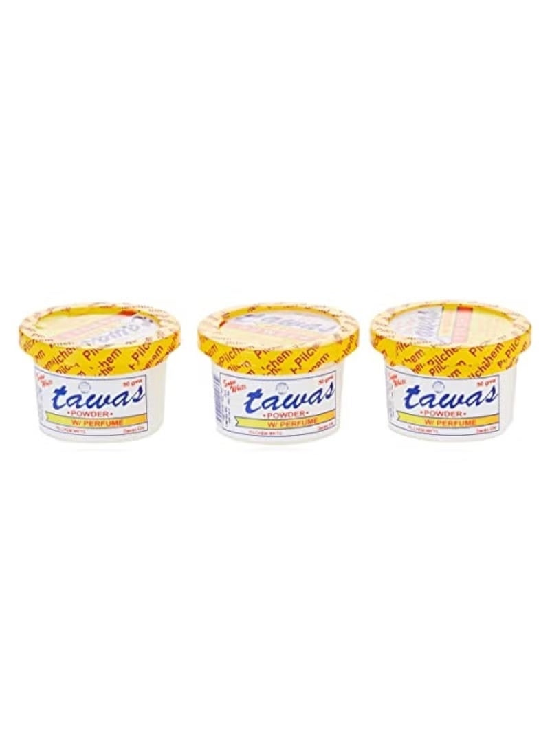 Snow White Tawas Powder with Perfume, 50g x 3 Pieces - Image 1