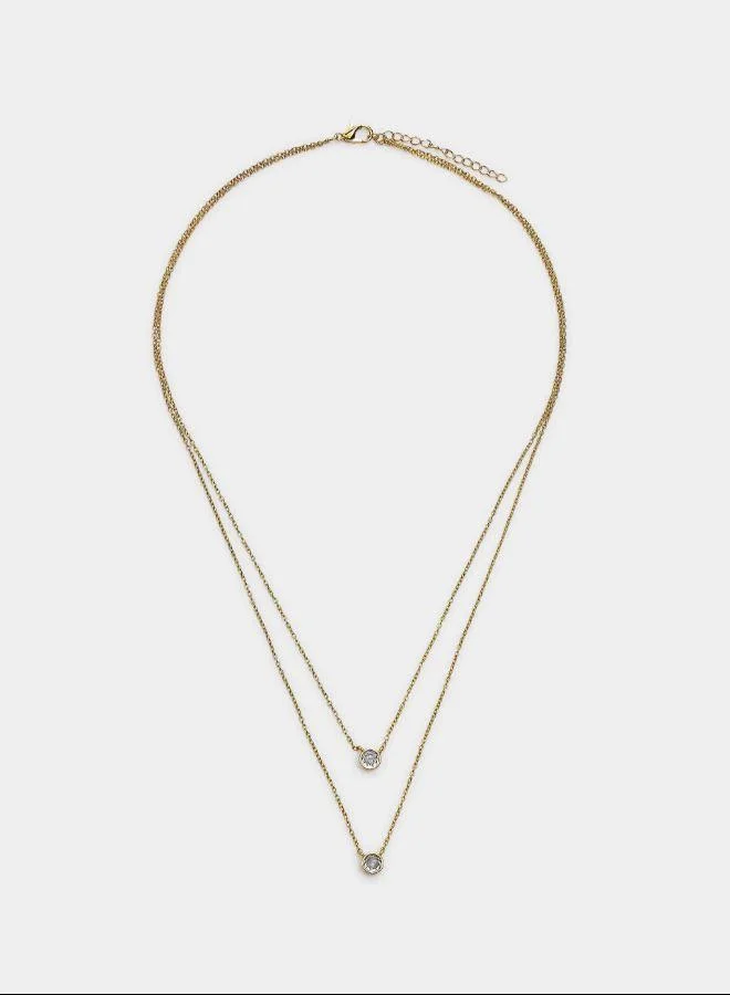 بارفوا مجموعة من القلائد ذات الروابط والزركونيات الذهبية