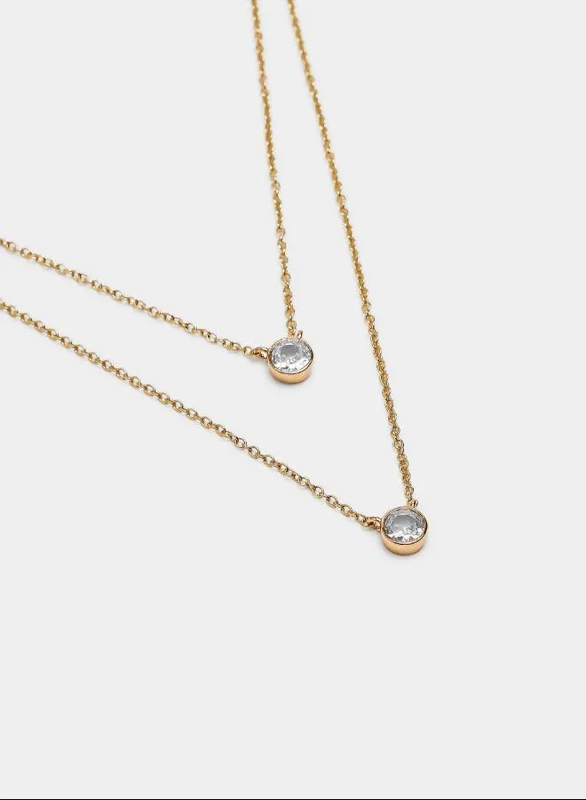 بارفوا مجموعة من القلائد ذات الروابط والزركونيات الذهبية