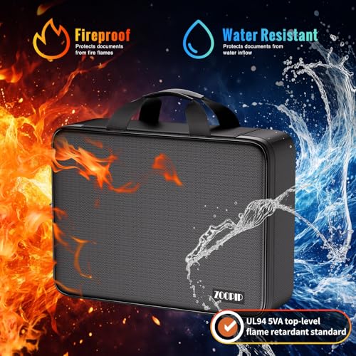 ZOOPIP Fireproof Document Bag with LockSoftShell Document Organizer with WaterResistant ZipperPortable File Safe Storage for LaptopsPassportsCertificatesImportant PaperworkBlack - Image 3