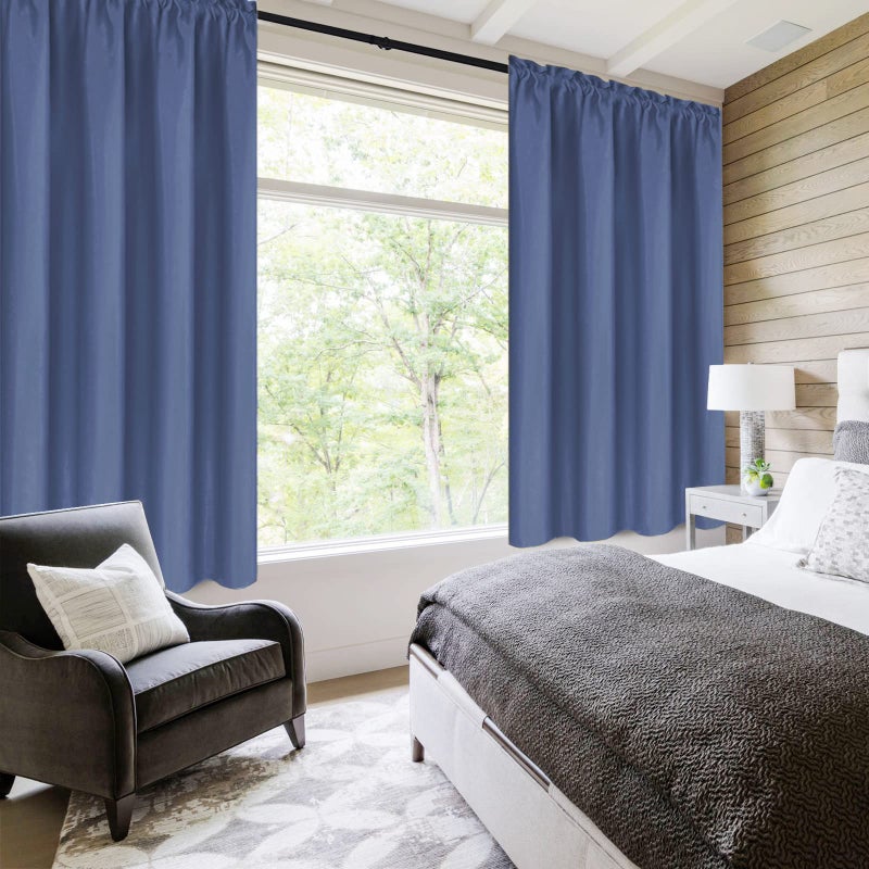 DWCN Blackout Curtains â€“ Thermal Insulated, Energy Saving & Noise Reducing Bedroom and Living Room Curtains, Dusty Blue, W 42x L 63 Inch, Set of 2 Rod Pocket Curtain Panels - Image 2