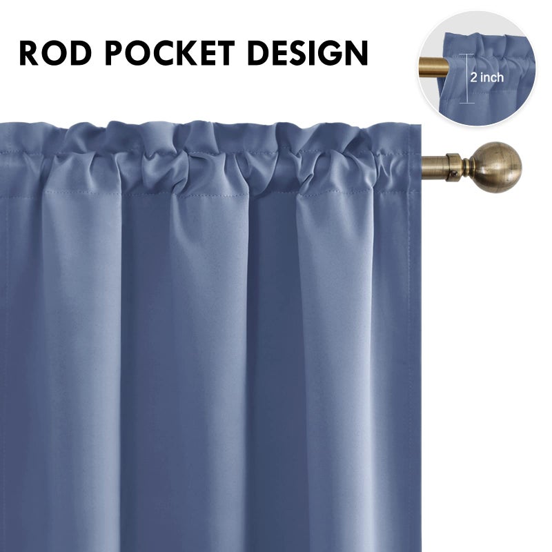 DWCN Blackout Curtains â€“ Thermal Insulated, Energy Saving & Noise Reducing Bedroom and Living Room Curtains, Dusty Blue, W 42x L 63 Inch, Set of 2 Rod Pocket Curtain Panels - Image 4