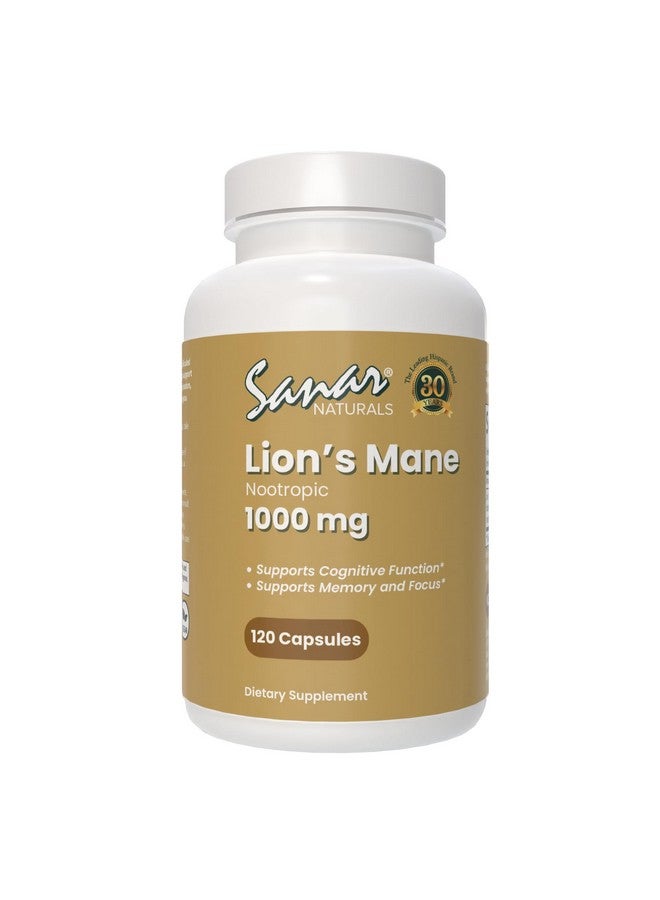 Sanar Naturals Sanar Naturals Lions Mane Supplement Capsules - Focus, Memory and Brain Function Support - Mushroom Lions Mane Powder Supplement Nootropic - Non-GMO, Gluten-Free, 120 Pills - Image 1