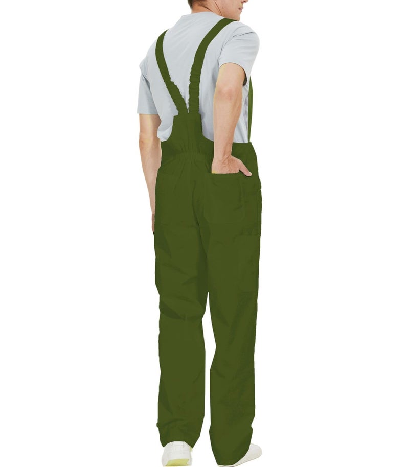 WORK IDEA Men's Bib Overalls Workwear Fashion Lightweight Jumpsuit with Pockets, Army Green, XL - Image 2