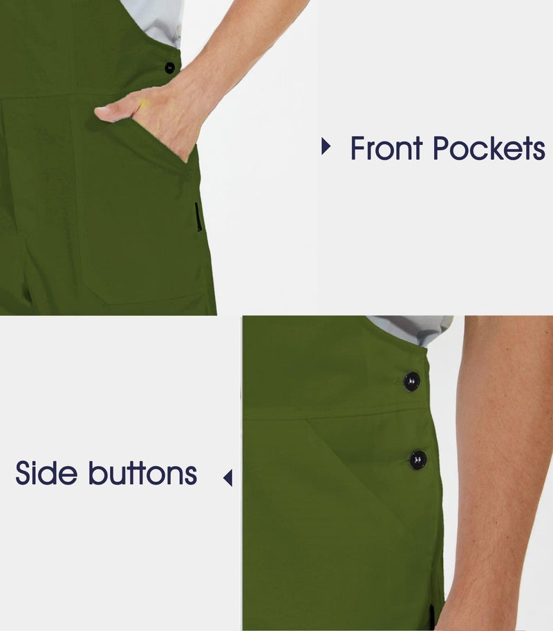WORK IDEA Men's Bib Overalls Workwear Fashion Lightweight Jumpsuit with Pockets, Army Green, XL - Image 5