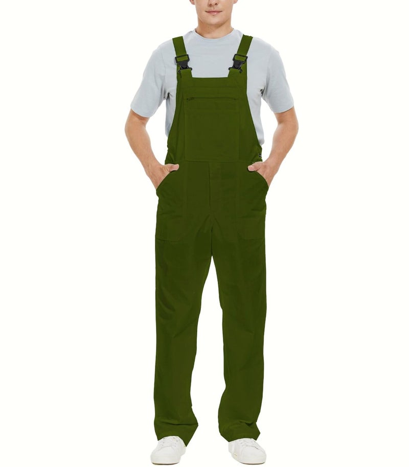 WORK IDEA Men's Bib Overalls Workwear Fashion Lightweight Jumpsuit with Pockets, Army Green, XL - Image 1
