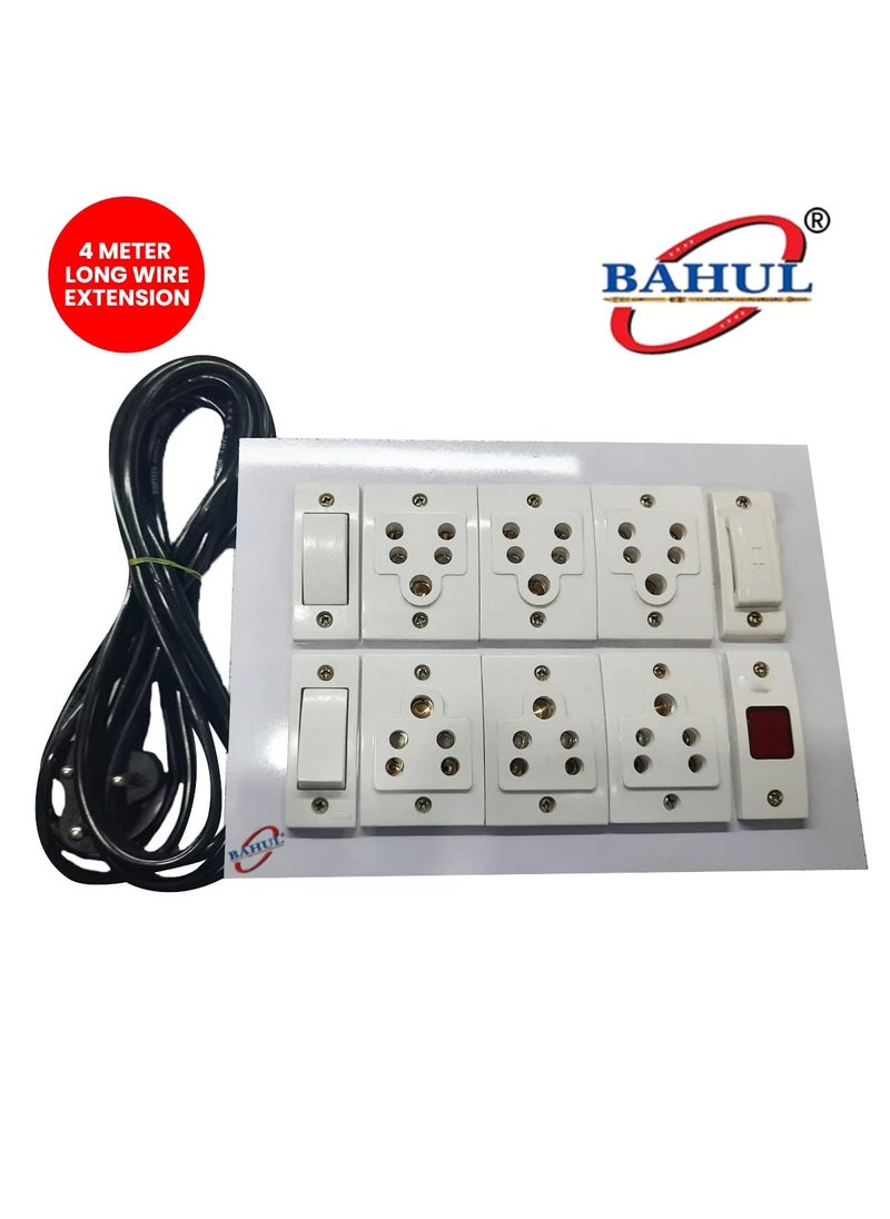 Bahul BAHUL Extension with ISI Socket Fitted in topson Beautiful Shock Proof PVC iovery Colour Box4 Meter Wire with 6amp SMALLplug  - Image 2