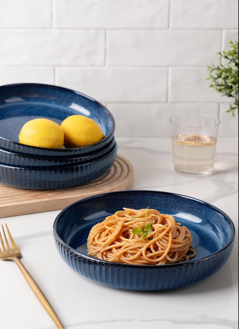 famiware Starlight Large pasta bowls set of 4 Serving Bowls for Pasta Salad Dinner Oatmeal Microwave Safe36 oz 846 inch Blue - Image 4